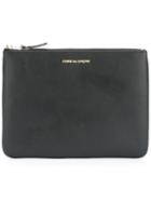 Comme Des Garçons Wallet Top Zip Clutch, Adult Unisex, Black, Calf Leather