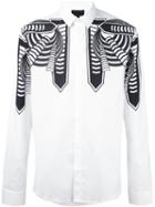 Les Hommes Geometric Print Shirt, Men's, Size: 48, White, Cotton/spandex/elastane