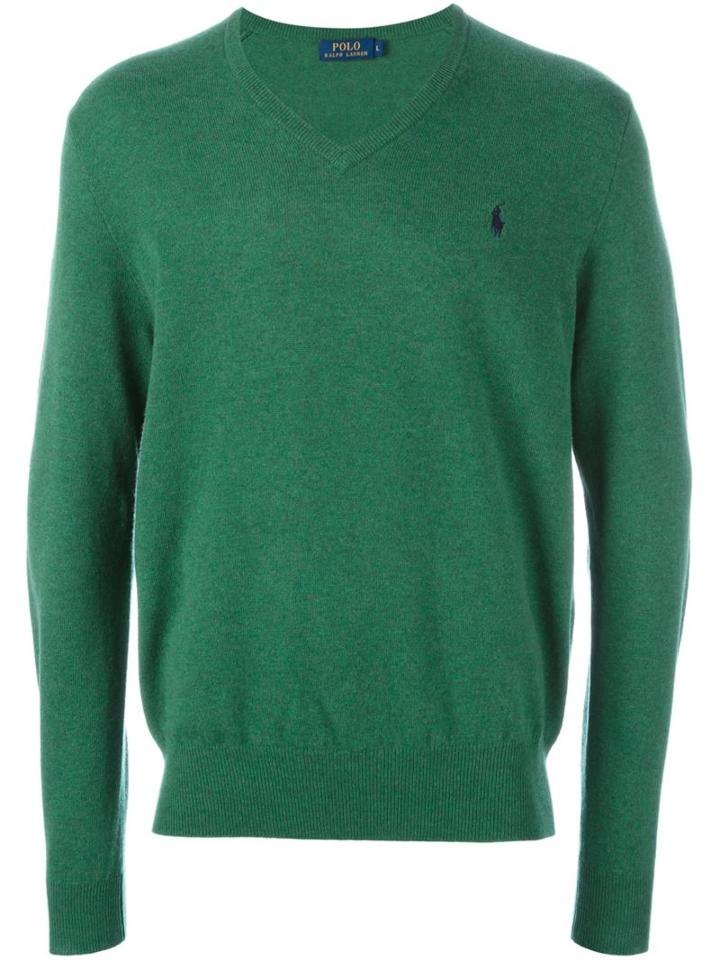 Polo Ralph Lauren V-neck Sweater, Men's, Size: Medium, Green, Wool