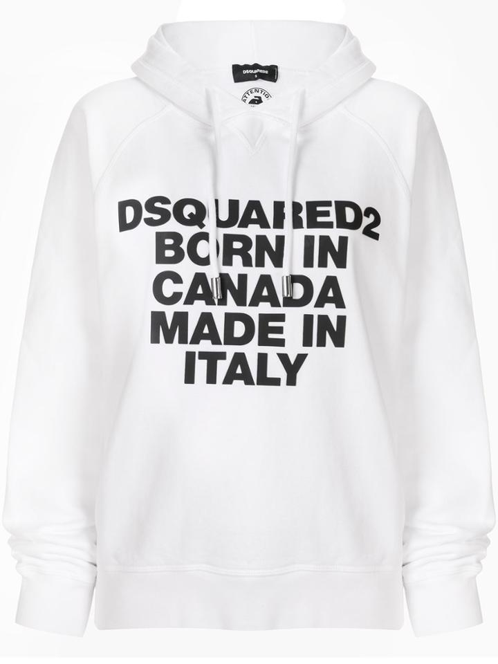 Dsquared2 Printed Logo Hoodie - White