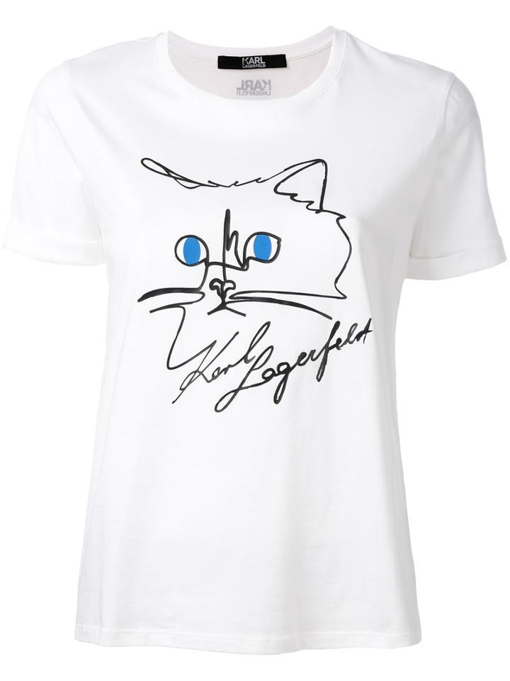 Karl Lagerfeld - D1 T-shirt - Women - Cotton - Xl, Women's, White, Cotton