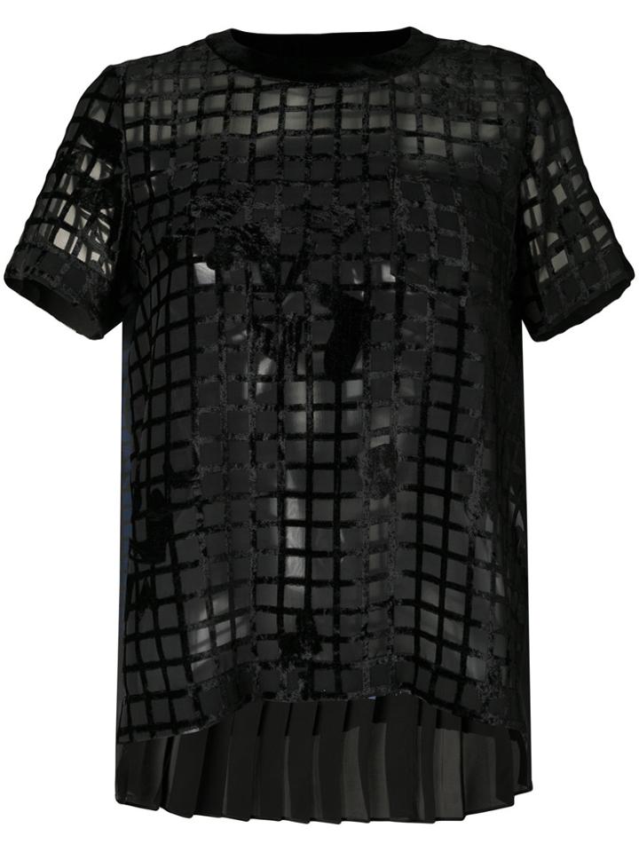 Sacai Grid Burnout Sheer Blouse - Black
