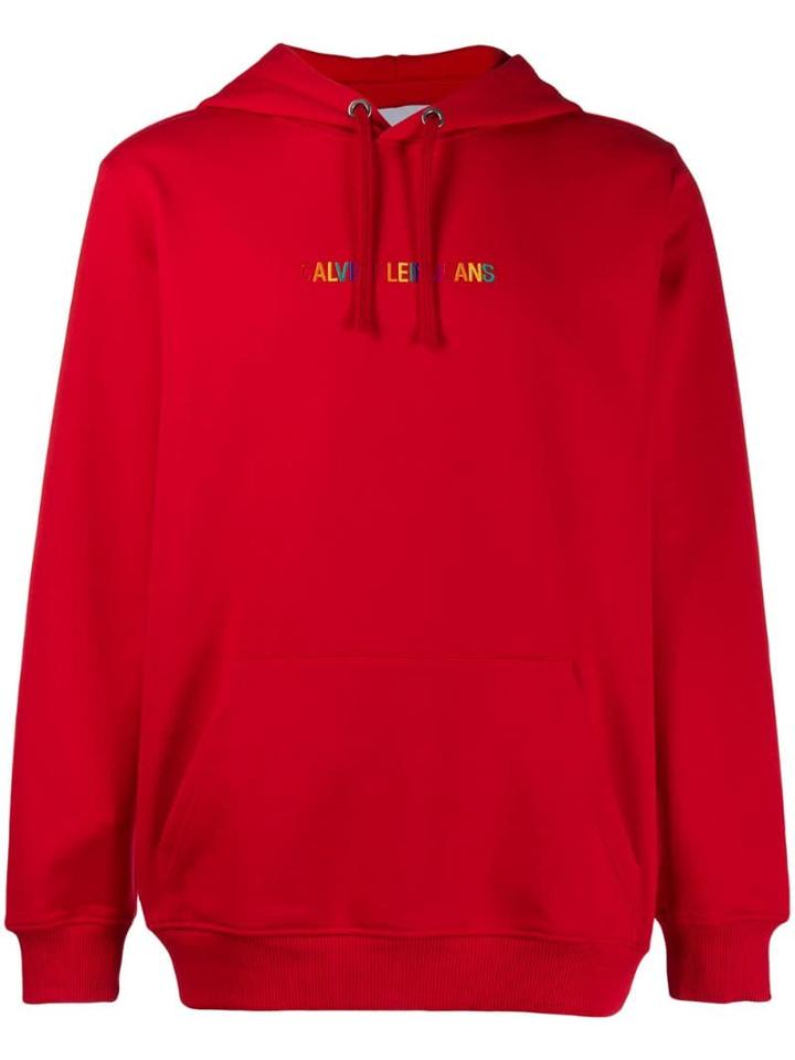 Calvin Klein Jeans Multicolor Logo Hoodie - Red