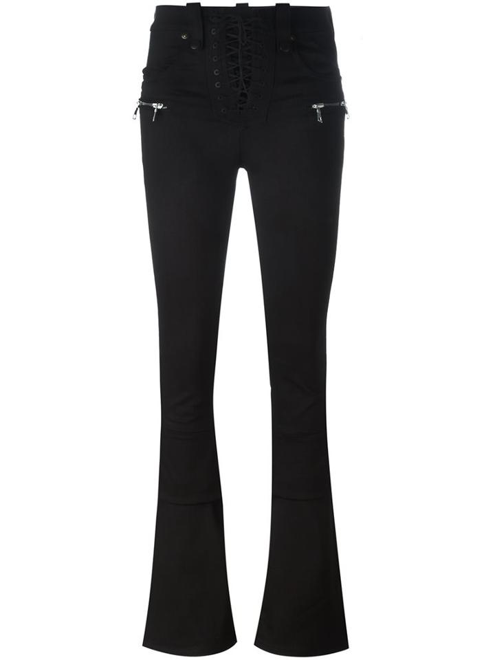 Unravel Lace-up Front Bootcut Jeans, Women's, Size: 27, Black, Cotton/polyester/polyester