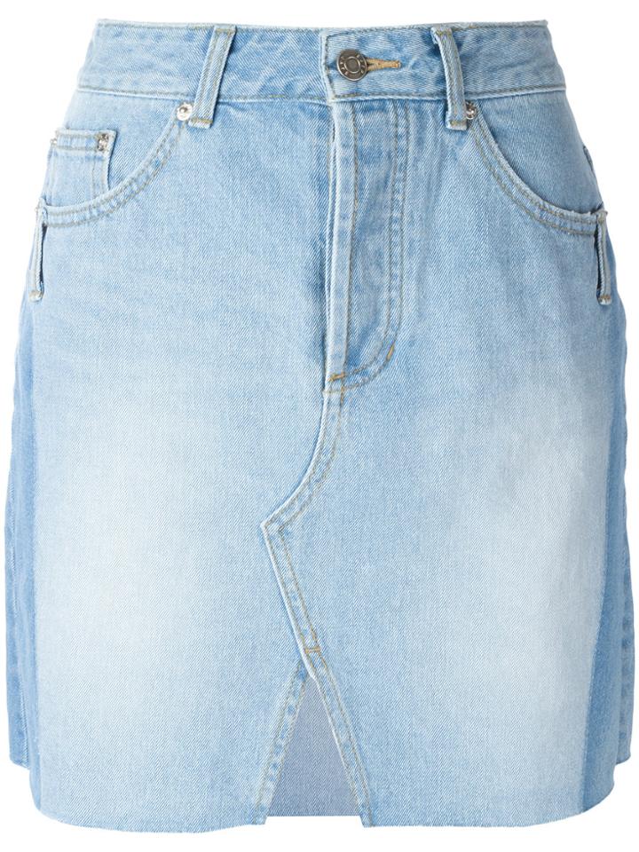 Sjyp Front Slit Denim Skirt - Blue