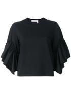 See By Chloé Ruffle Sleeve Cropped T-shirt - Black
