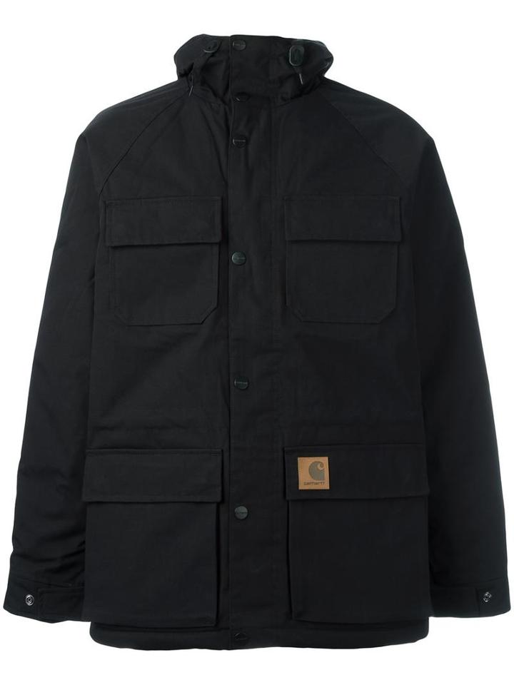 Carhartt Short Hooded Padded Coat, Men's, Size: Large, Black, Cotton/acrylic/nylon/polyester