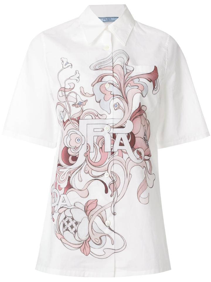 Prada Logo Printed Shirt - Nude & Neutrals