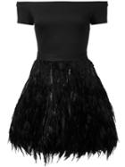 Alice+olivia Feather Skirt Dress, Women's, Size: 6, Black, Viscose/nylon/spandex/elastane/feather