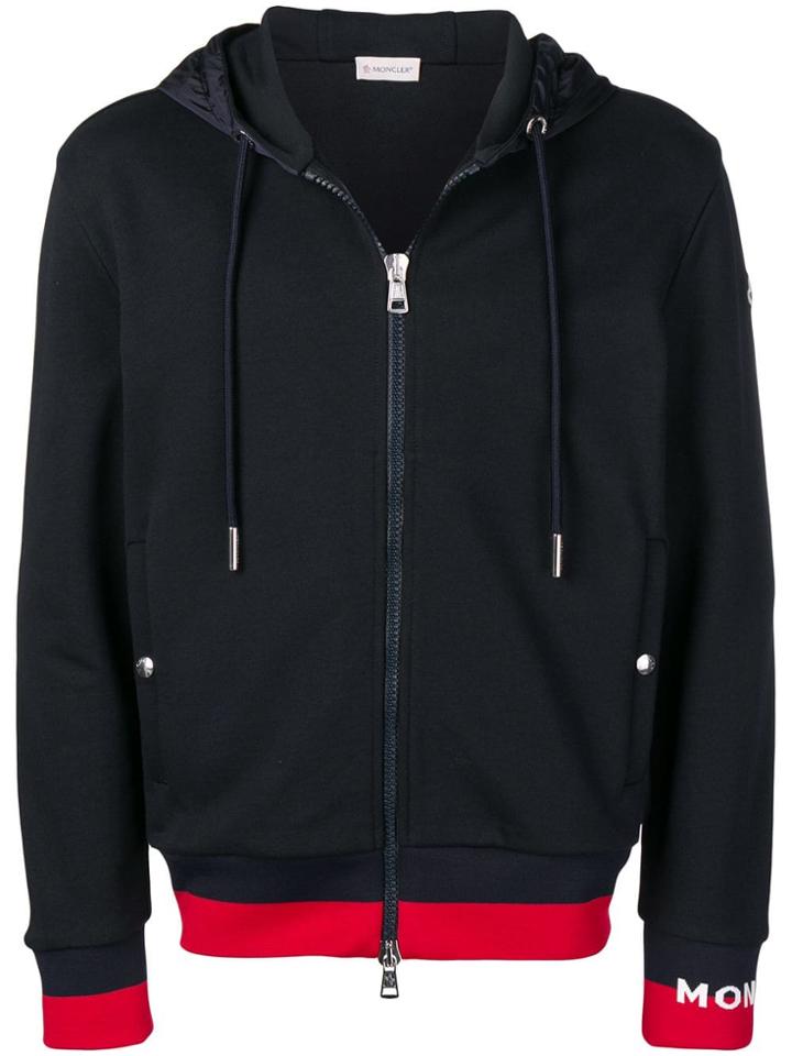 Moncler Drawstring Logo Hoodie - Blue