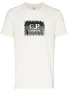 Cp Company Stitch Logo Print Cotton T Shirt - White