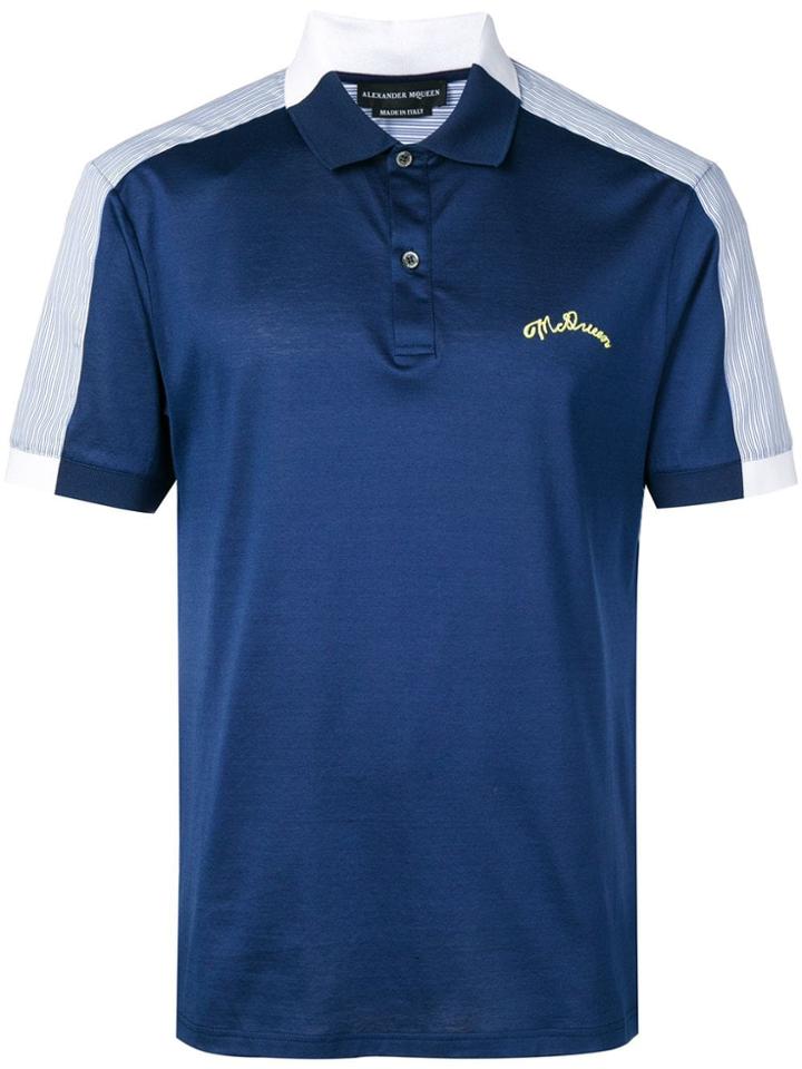 Alexander Mcqueen Contrast Panel Polo Shirt - Blue