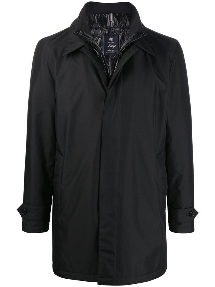 Fay Classic Collar Overcoat - Black