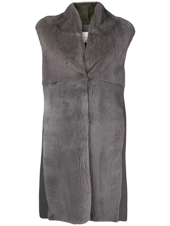 Manzoni 24 Sleeveless Fur Coat - Grey