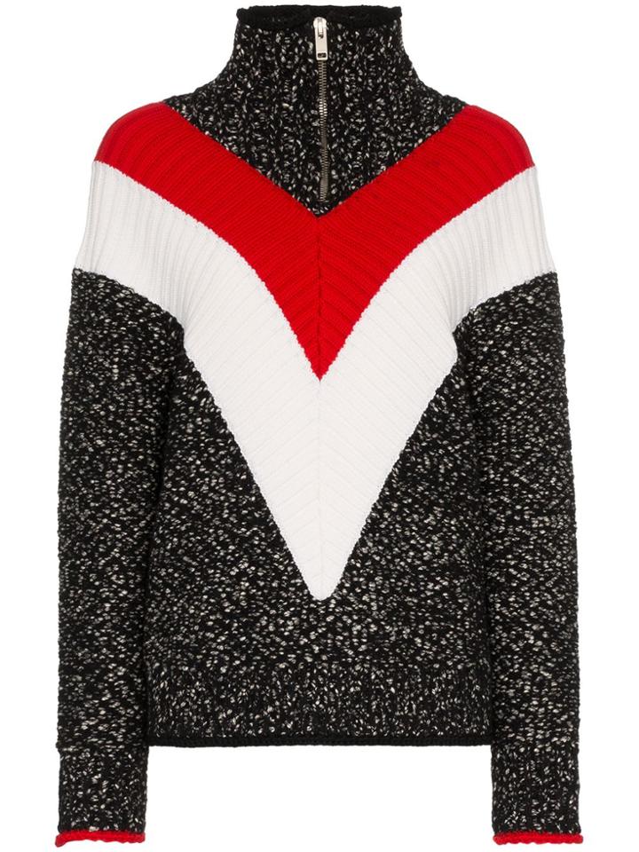Givenchy Chevron Stripe Zip Up Jumper - Black