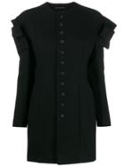 Yohji Yamamoto Cut-off Ruffle Detail Buttoned Blouse - Black