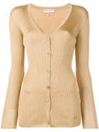 Emilio Pucci Beige Ribbed Knit Cardigan - Gold