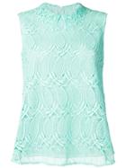 Giamba Sleeveless Lace Blouse - Green