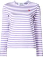 Comme Des Garçons Play Mini Heart Striped T-shirt, Women's, Size: S, Pink/purple, Cotton