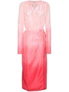 Attico Silk Ombre Wrap Dress - Pink