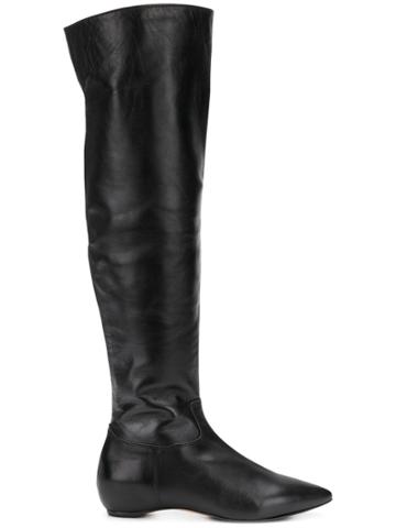 The Seller Pointed Knee-length Boots - Black
