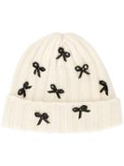 Tu Es Mon Trésor Bow Detail Beanie - White