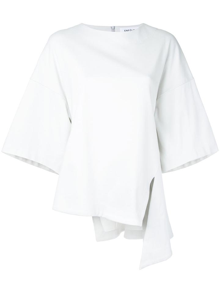 Enföld - Wide Sleeve Asymmetric Top - Women - Cotton - 36, White, Cotton