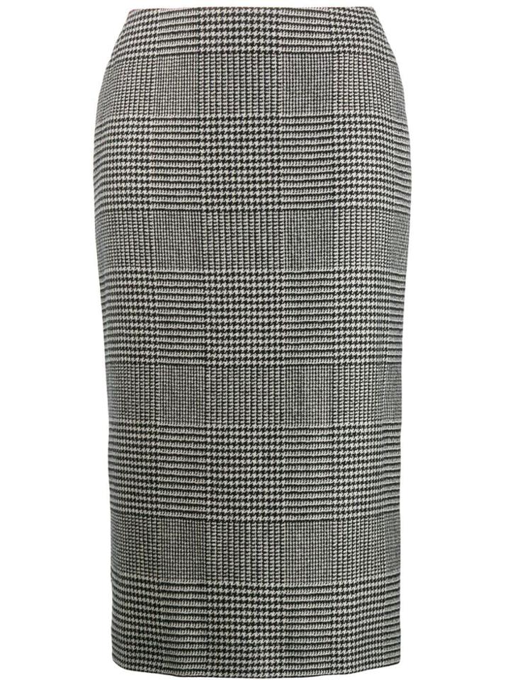 Ermanno Scervino Glen Plaid Midi Skirt - Black