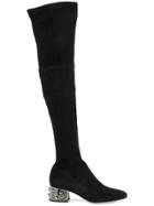 Sebastian Embellished Heel Boots - Black