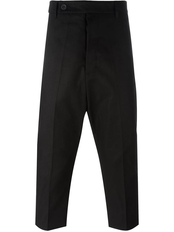 Rick Owens Cropped Trousers, Men's, Size: 48, Black, Cotton