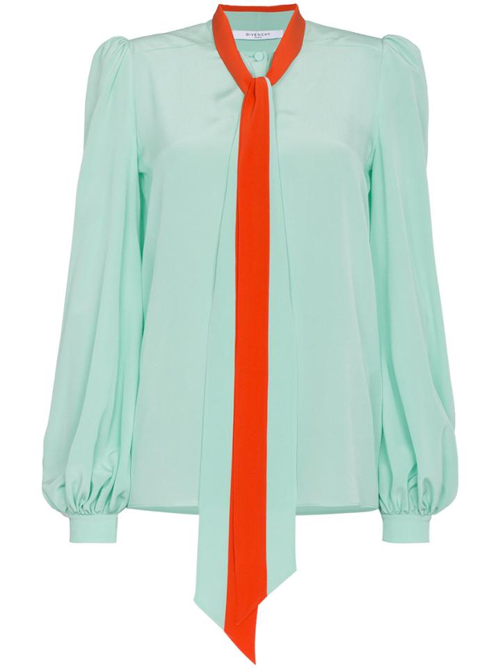 Givenchy Silk Blouse With Tie Neck - Green