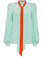 Givenchy Silk Blouse With Tie Neck - Green
