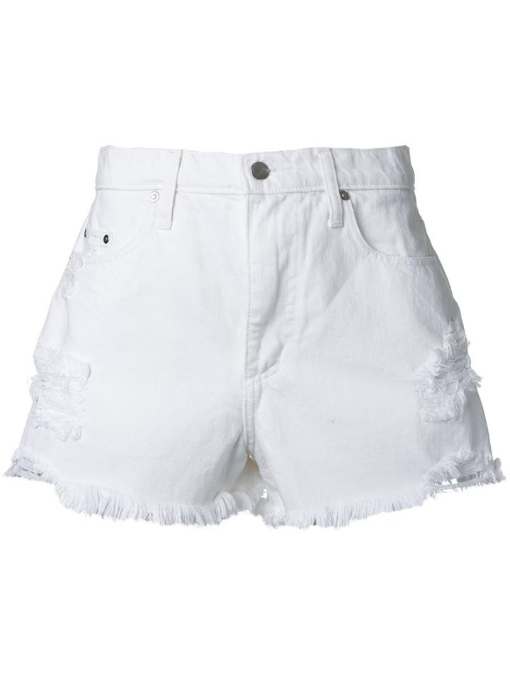 Nobody Denim Skyline Raw Shorts, Women's, Size: 26, White, Cotton