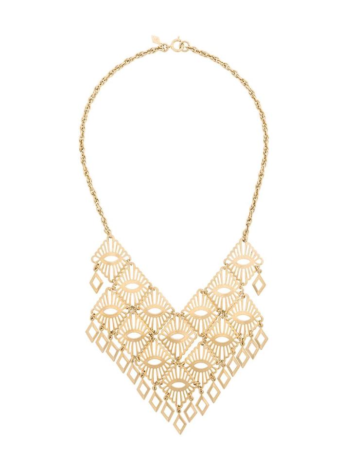 Sarah Cov Vintage Diamond-shaped Drop Necklace - Metallic