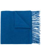 N.peal Fringed Woven Scarf - Blue