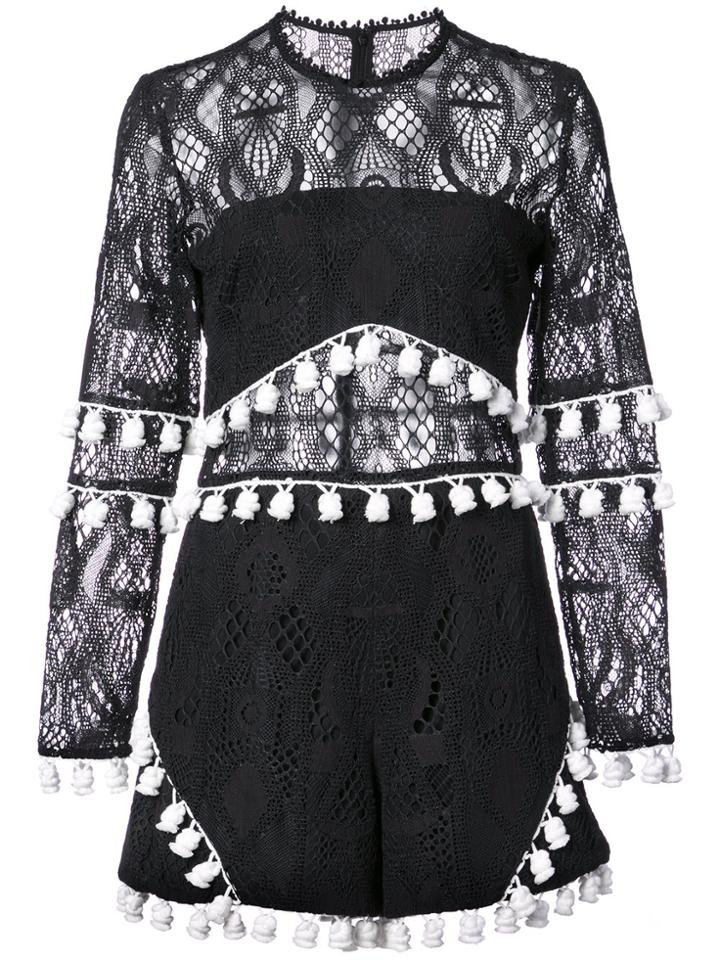 Alexis Lace And Tassel Playsuit - Black