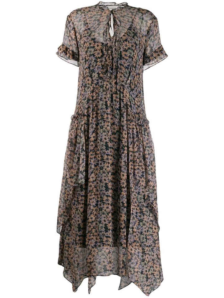 Coach Floral Print Midi Dress - Neutrals