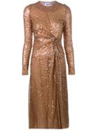 Galvan Side Slit Sequin Dress - Brown