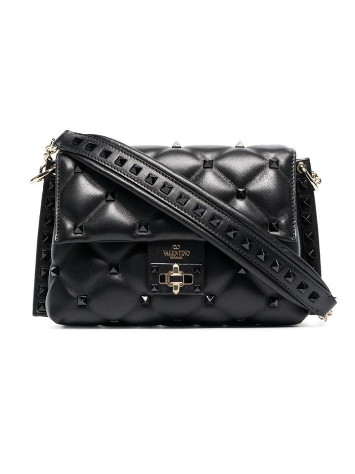 Valentino Black Candystud Leather Shoulder Bag