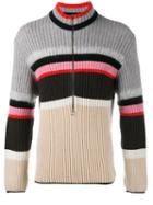 Helen Lawrence Striped Half-zip Jumper, Men's, Size: Small, Grey, Polyamide/mohair/wool/lambs Wool