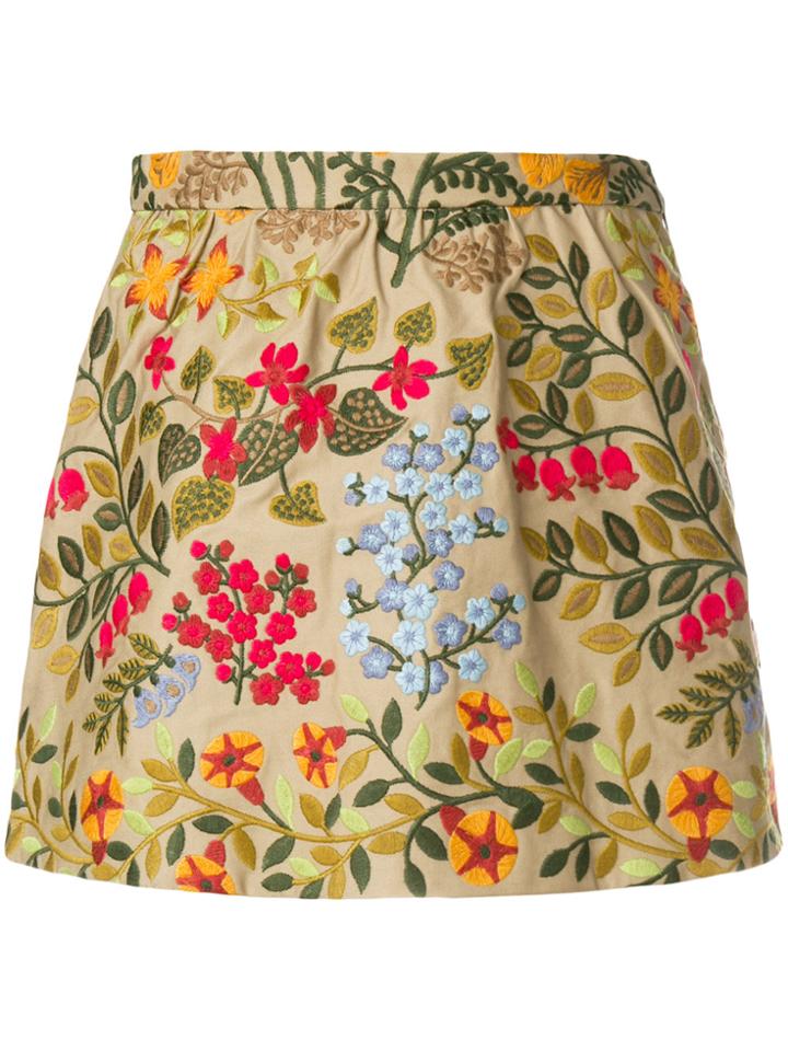 Red Valentino Embroidered Floral Skorts - Multicolour