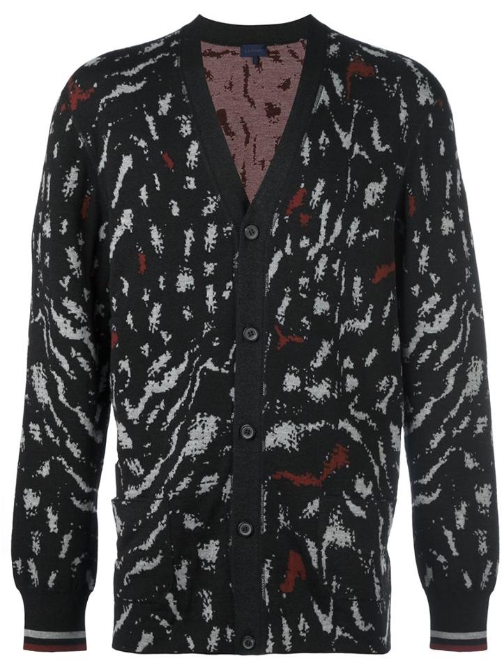 Lanvin Animal Print Cardigan, Men's, Size: Medium, Black, Silk/wool