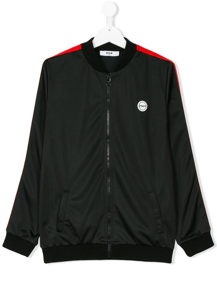 Msgm Kids Logo Patch Bomber Jacket - Black