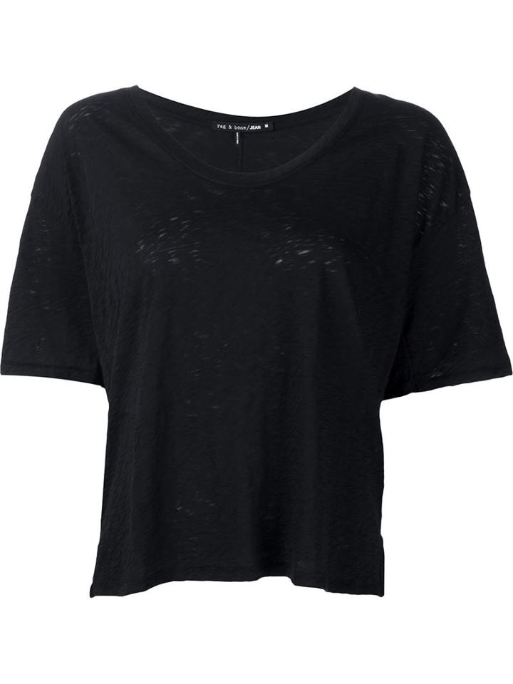 Rag & Bone Scoop Neck T-shirt, Women's, Size: M, Black, Cotton