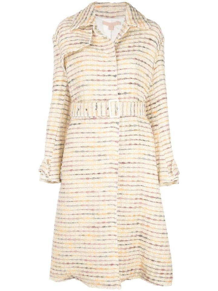 Brock Collection Tweed Belted Coat - Yellow