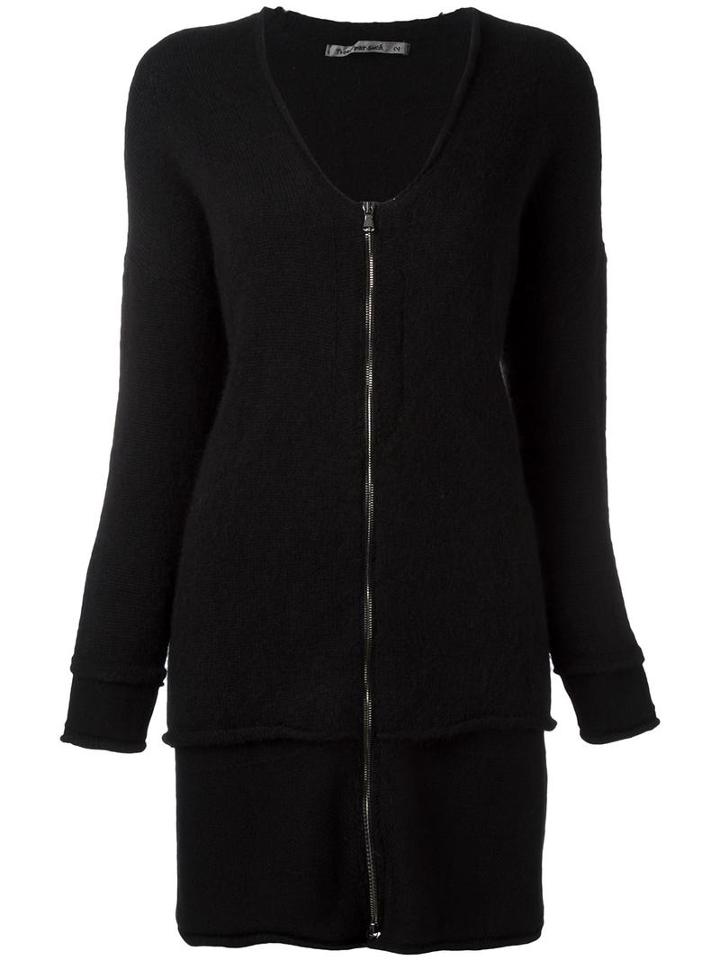 Transit Zipped Layered Cardigan, Women's, Size: 44, Black, Nylon/wool/alpaca/virgin Wool