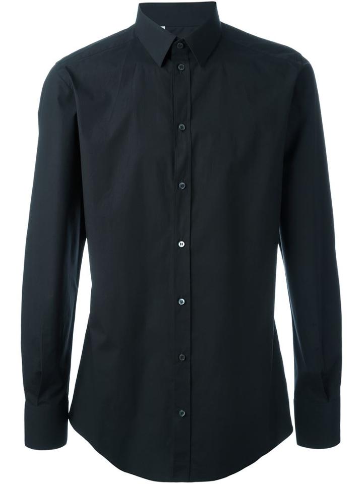Dolce & Gabbana Classic Shirt, Men's, Size: 39, Black, Cotton/spandex/elastane