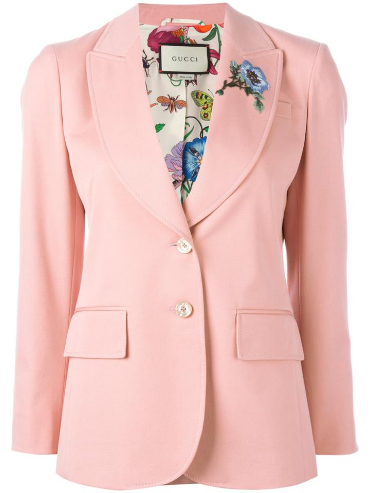 Gucci Floral Appliqué Blazer - Nude & Neutrals