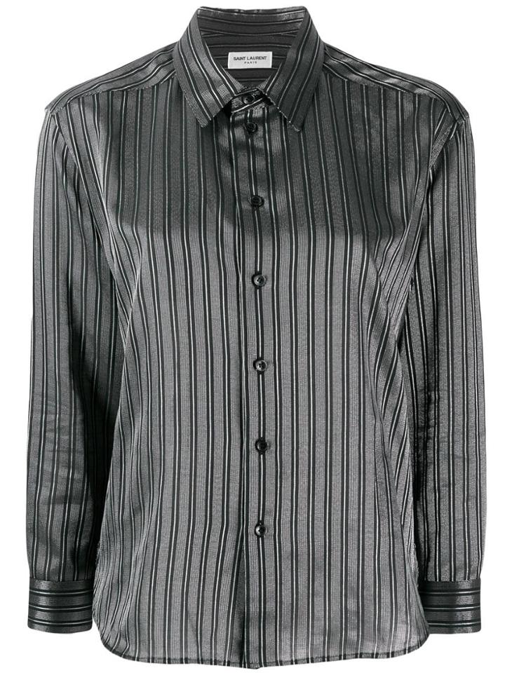 Saint Laurent Striped Boxy Shirt - Black