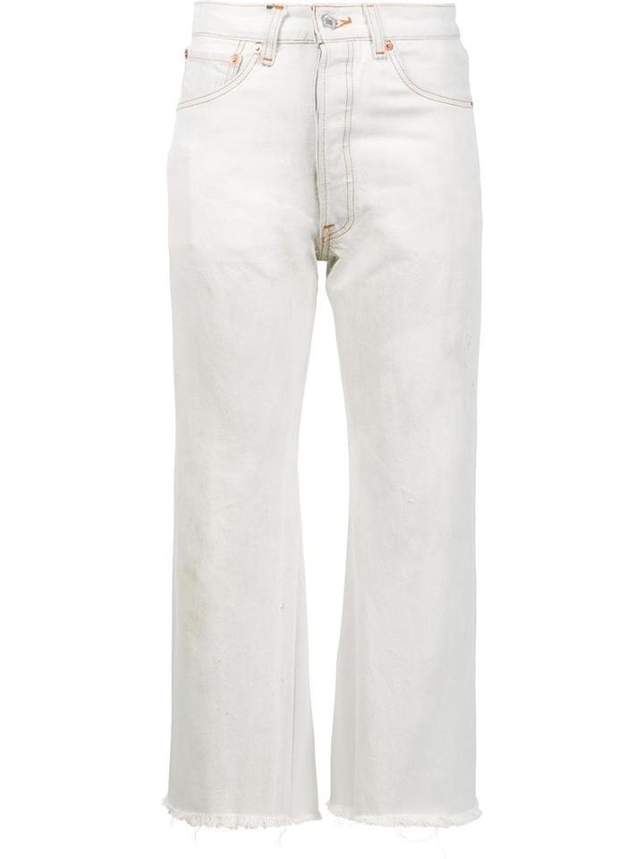 Re/done High-rise Cropped Jeans, Women's, Size: 26, White, Cotton